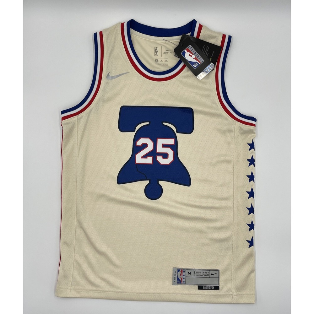NIKE Philadelphia 76ers #25 Simmons‎ Earned Edition Swingman NBA Jersey Youth M